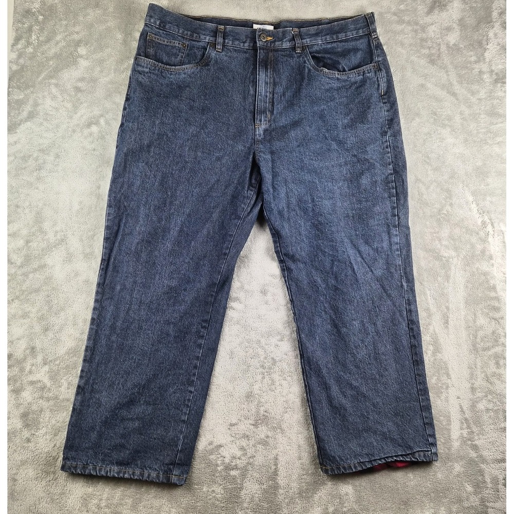 Croft Barrow Classic Fit Jeans Mens 44x30 Blue Denim Flannel Lined Insulated